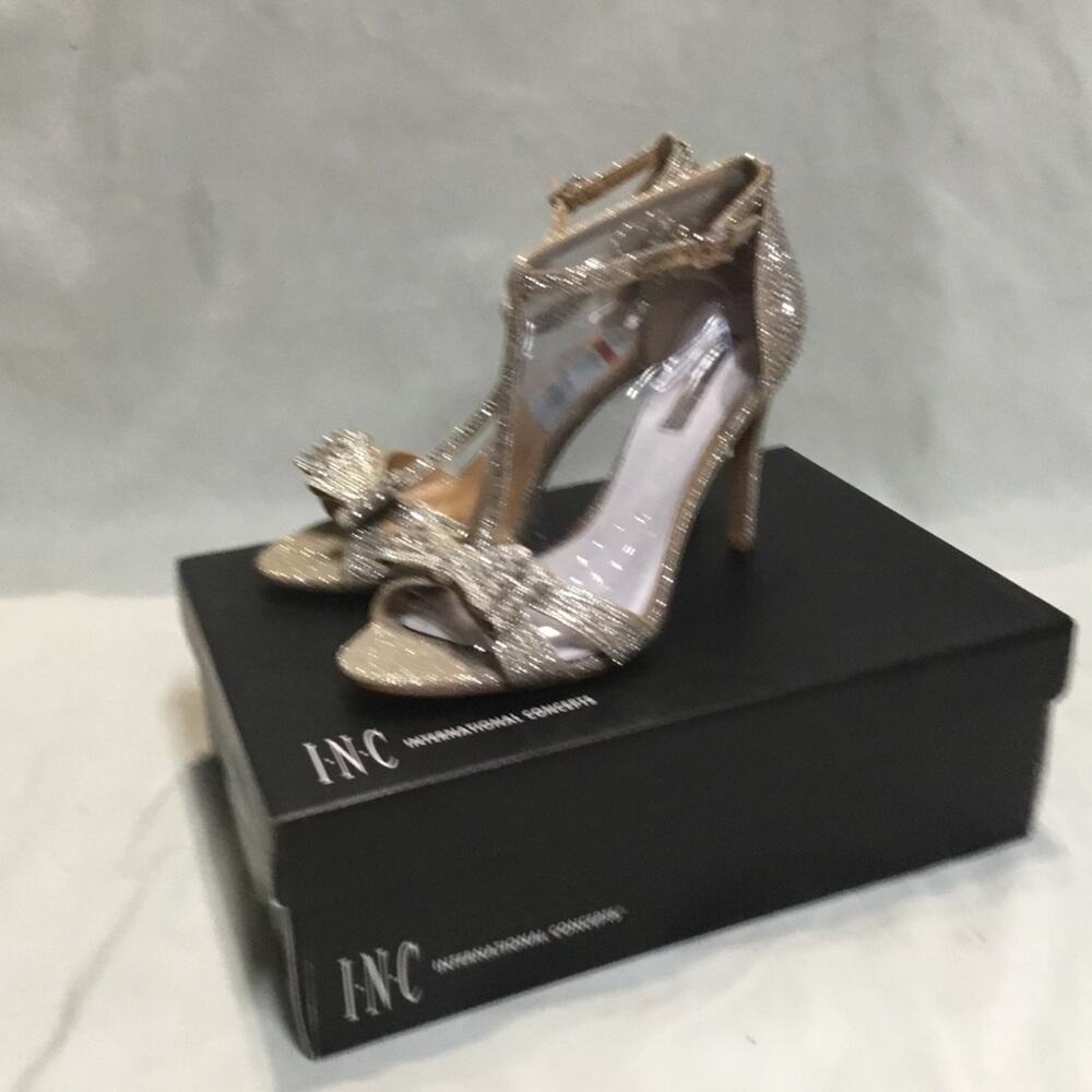 INC Gold Reesie Rhinestone Bow Evening Sandal - Picture 5 of 10